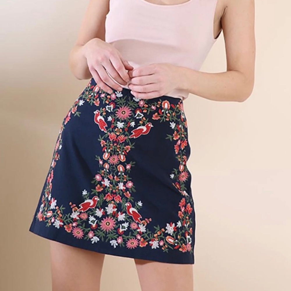 Umgee Embroidered Floral Skirt